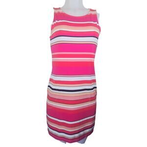 Tommy Bahama Pink Orange Strips Pockets Summer Women's Dress XS
